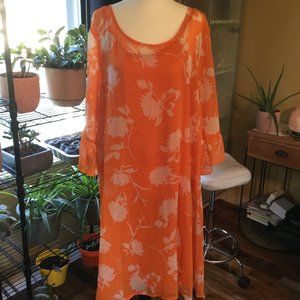 NWT ICHI orange floral dress